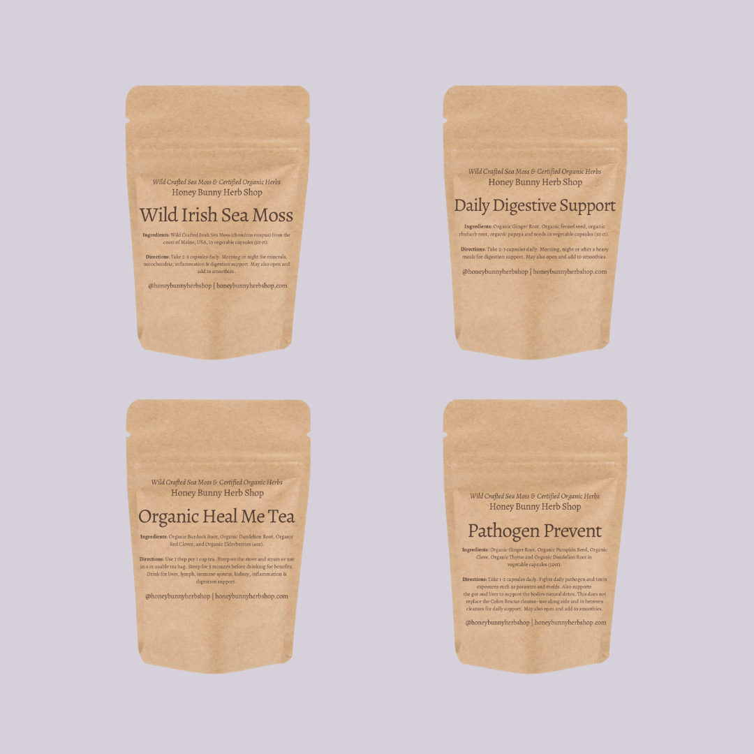 Daily Drainage & Support Package: Sea Moss, Daily Digestive Support, Pathogen Prevent & Tea