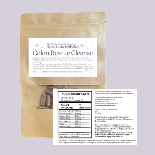 Colon Rescue Colon Cleanse Capsules (parasites, old waste, bacteria, fungal/yeast, mold & microbiome rebalance)