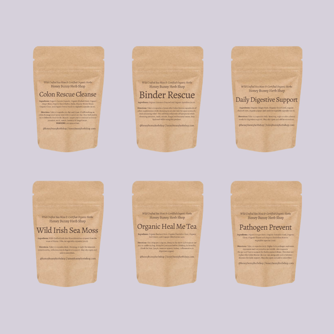 Cleanse Package PLUS: Colon Rescue, Binder Rescue, Sea Moss, Daily Digestive Support, Tea & Pathogen Prevent