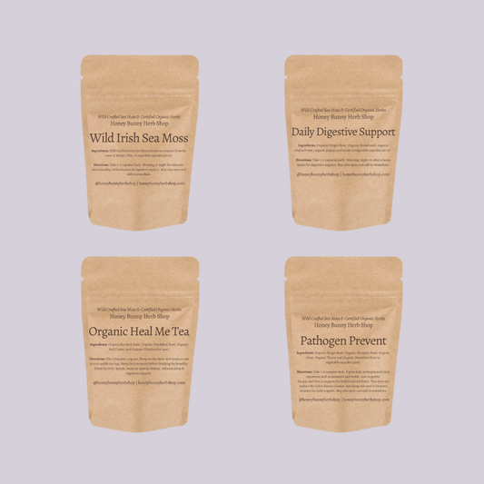 Daily Drainage & Support Package: Sea Moss, Daily Digestive Support, Pathogen Prevent & Tea